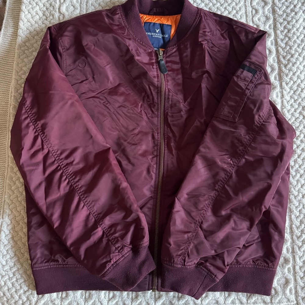 American Eagle Outfitters Maroon Bomber Jacket